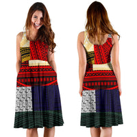 Polynesian Midi Dress - Design Retro Patchwork - Polynesian Pride