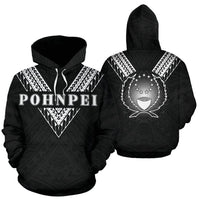 Pohnpei All Over Hoodie Black Sailor Style Unisex Black - Polynesian Pride