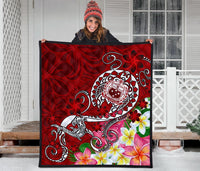 Samoa Premium Quilt - Turtle Plumeria (Red) - Polynesian Pride