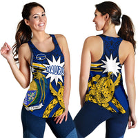 Nauru Rugby Women Racerback Tank Version Turtle Polynesian - Polynesian Pride