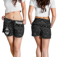Guam Women's Short - Guam Seal With Polynesian Tattoo Style (Black) - Polynesian Pride