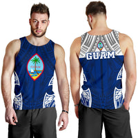 Guam Polynesian Men's Tank Top - Pattern With Seal Blue Version Blue - Polynesian Pride