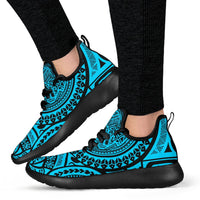 American Samoa Polynesian Tattoo Mesh Knit Sneakers Blue - Polynesian Pride