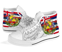 Hawaii High Top Shoes State Flag Polynesian White Pride AH - Polynesian Pride