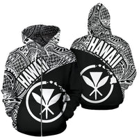 Hawaii Zip up Hoodie Hawaii Kanaka Maoli Polynesian Tattoo 01 Black - Polynesian Pride