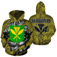 Polynesian Kanaka Maoli Hawaii Zip Hoodie Yellow Unisex Yellow - Polynesian Pride