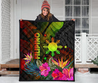 The Philippines Polynesian Premium Quilt - Hibiscus and Banana Leaves - Polynesian Pride