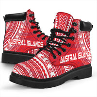 Austral Islands Leather Boots - Polynesian Flag Chief Version - Polynesian Pride