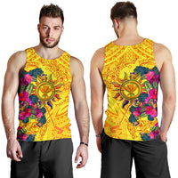 Polynesian Hawaii Kanaka Maoli Men' Tank Top - Hibiscus Flowers & Polynesian Patterns - Polynesian Pride