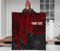 Samoa Personalised Premium Quilt - Samoa Seal With Polynesian Pattern In Heartbeat Style (Red) - Polynesian Pride