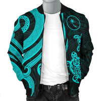 Chuuk Micronesian Men Bomber Jacket - Turquoise Tentacle Turtle - Polynesian Pride
