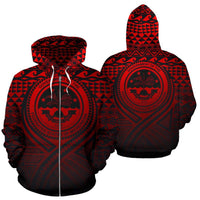 Federated States of Micronesia All Over Zip up Hoodie Lift up Red Unisex Red - Polynesian Pride
