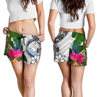 Marshall Islands Women's Short White - Turtle Plumeria Banana Leaf Crest - Polynesian Pride