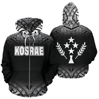 Kosrae All Over Zip up Hoodie Black Fog Style Unisex Black - Polynesian Pride