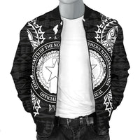 Northern Mariana Islands Polynesian Men's Bomber Jacket Map Black - Polynesian Pride