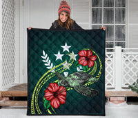 Kosrae Polynesian Premium Quilt - Green Turtle Hibiscus - Polynesian Pride