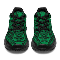 Polynesian Plumeria Mix Green Black Chunky Sneakers - Polynesian Pride