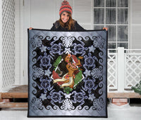 Hawaii Polynesian Premium Quilt - Hawaiian Dancing Girl Silver - Polynesian Pride