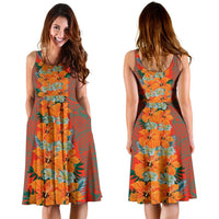 Hawaii Tropical Flowers Polynesian - Hawaiian Midi Dress - Haka Style - Polynesian Pride