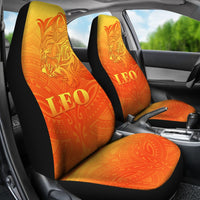Sun In Leo Zodiac Car Seat Covers Polynesian Tattoo Simple - Orange - Polynesian Pride