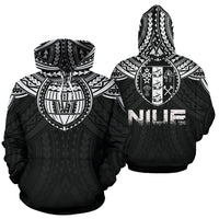 Niue All Over Hoodie Niue Coat of Arms Polinesian A5 Unisex Black - Polynesian Pride