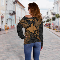Papua New Guinea Polynesian Shoulder Sweater Map Gold - Polynesian Pride