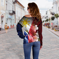 The Philippines Off Shoulder Sweater - Filipino Flag with Islander Patterns - Polynesian Pride