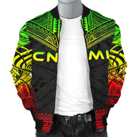 Northern Mariana Islands Polynesian Chief Men's Bomber Jacket - Reggae Version - Polynesian Pride