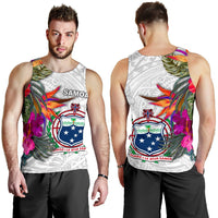 Samoa Men's Tank Top Polynesian Hibiscus White Pattern White - Polynesian Pride