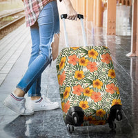 Tropical Flowers Hibiscus Pink Yellow Luggage Cover - Polynesian Pride