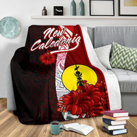 New Caledonia Polynesian Premium Blanket - Coat Of Arm With Hibiscus - Polynesian Pride