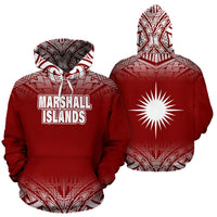 Marshall Islands All Over Hoodie Fog Red Unisex Red - Polynesian Pride