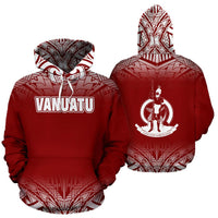 Vanuatu All Over Hoodie Fog Red Unisex Red - Polynesian Pride