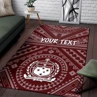 Samoa Personalised Area Rug - Samoa Seal In Polynesian Tattoo Style (Red) - Polynesian Pride