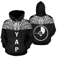 Yap All Over Hoodie Neck Style Unisex Black - Polynesian Pride