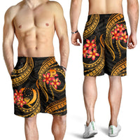 Pohnpei Micronesian Men Shorts - Gold Plumeria - Polynesian Pride
