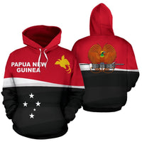 Papua New Guinea Hoodie Papua New Guinea Flag Coat of Arms Unisex Black mix Red - Polynesian Pride