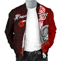 American Samoa Polynesian Custom Personalised Men's Bomber Jacket - Coat Of Arm With Hibiscus - Polynesian Pride