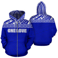 ONE LOVE Blue All Over Zip up Hoodie PP1444 - Polynesian Pride