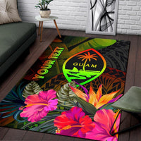 Guam Polynesian Personalised Area Rug - Hibiscus and Banana Leaves - Polynesian Pride