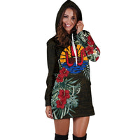 Tahiti Hoodie Dress - Tahiti Flag Hibiscus - Polynesian Pride