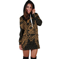 Guam Polynesian Hoodie Dress Map Gold - Polynesian Pride