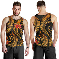 Kosrae Micronesian Men Tank Top - Gold Plumeria - Polynesian Pride
