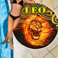 Sun In Leo Zodiac Beach Blanket Polynesian Tattoo Unique Vibes - Polynesian Pride