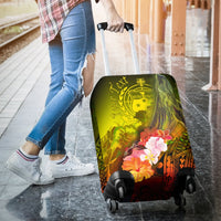 Custom Personalised Samoa Luggage Covers- Humpback Whale with Tropical Flowers (Yellow) - Polynesian Pride