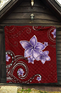 Plumeria Violet Polynesia Red Premium Quilt - Polynesian Pride