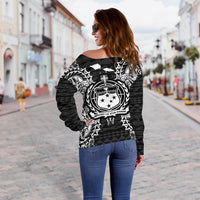 Samoa Polynesian Shoulder Sweater Map Black - Polynesian Pride