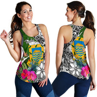Tuvalu Women's Racerback Tank White - Turtle Plumeria Banana Leaf - Polynesian Pride