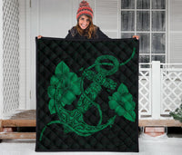 Anchor Green Poly Tribal Premium Quilt - Polynesian Pride