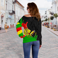 Hawaii Women's Off Shoulder Sweater - Wrap Style - Polynesian Pride